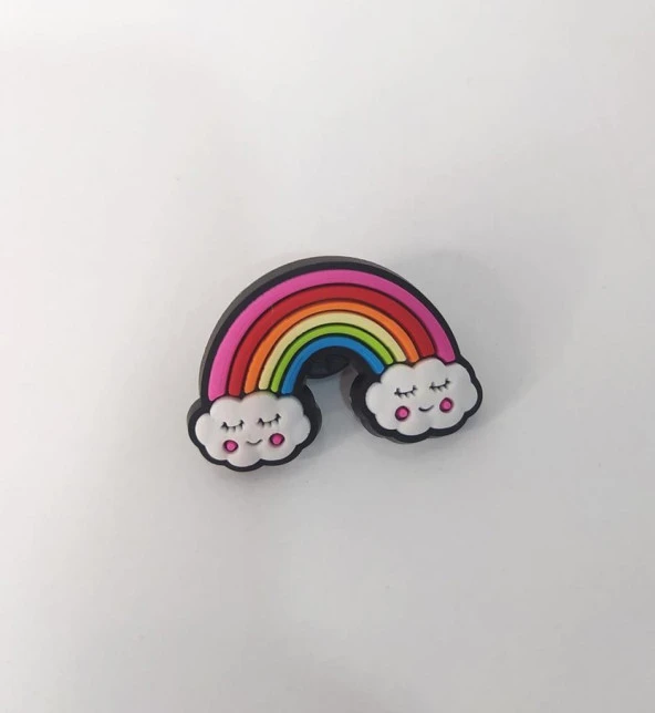 Terlik Ayakkabı Sandalet Tokası Silikon Gökkuşağı Terlik Süsü Aksesuar - Resim 2