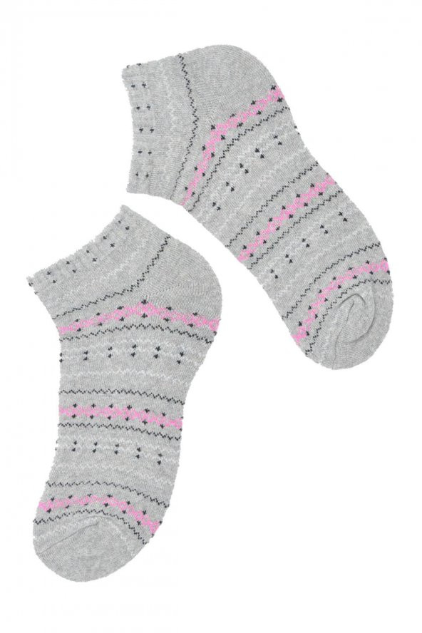 Pamela Kadın Desenli Havlu Patik Çorap - 4