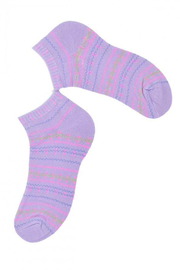 Pamela Kadın Desenli Havlu Patik Çorap - 7