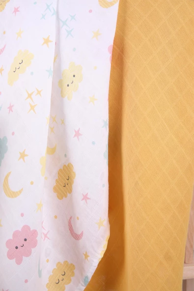 Babyhola 2'li Müslin Örtü Seti 80x80cm Kutulu Organik Hediyelik Emzirme Alt Açma Yenidoğan Puset Örtüsü - 3