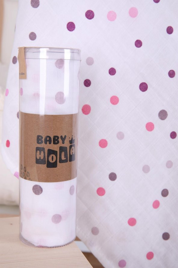 Babyhola Müslin Örtü 80x80cm Benek Desen Organik Hediyelik Emzirme Alt Açma Yenidoğan Puset Örtüsü - 2