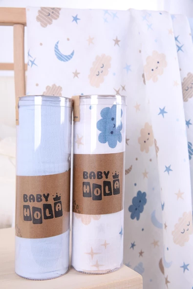 Babyhola 2'li Müslin Örtü Seti 80x80cm Kutulu Organik Hediyelik Emzirme Alt Açma Yenidoğan Puset Örtüsü - 11