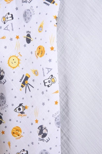 Babyhola 2'li Müslin Örtü Seti 80x80cm Kutulu Organik Hediyelik Emzirme Alt Açma Yenidoğan Puset Örtüsü - 9