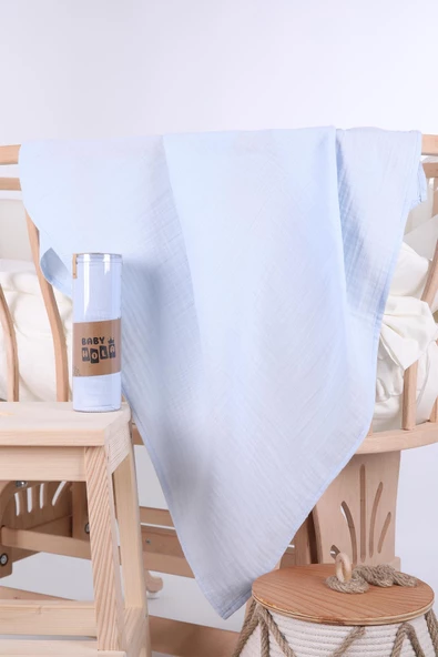 Babyhola Müslin Örtü 80x80cm Düz Renk Organik Hediyelik Emzirme Alt Açma Yenidoğan Puset Örtüsü - 5