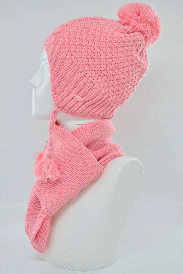 Kitti Kız Çocuk Tüylenmeye Dayanıklı Polar Bere Eldiven Atkı Takımı (K22170-3) - 5