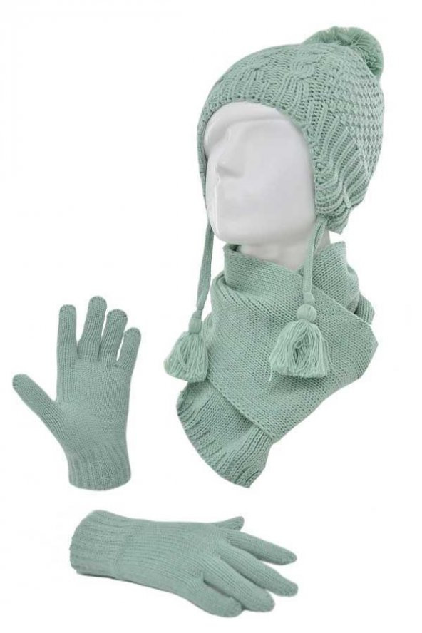 Kitti Kız Çocuk Tüylenmeye Dayanıklı Polar Bere Eldiven Atkı Takımı (K22170-3) - 11