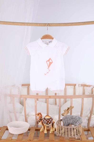 Kısa Kol Uçurtma Desen Erkek Bebek Yazlık Triko Tulum 5501 - 8