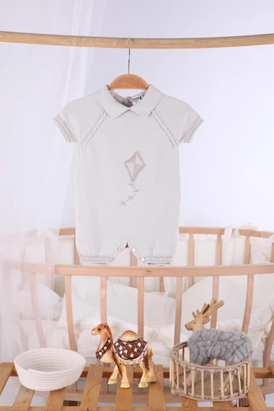 Kısa Kol Uçurtma Desen Erkek Bebek Yazlık Triko Tulum 5501 - 4