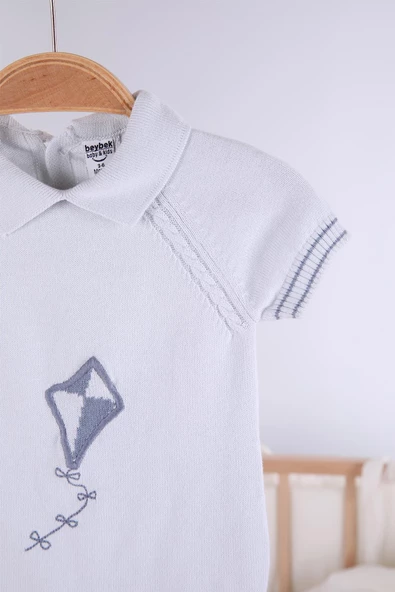 Kısa Kol Uçurtma Desen Erkek Bebek Yazlık Triko Tulum 5501 - 2