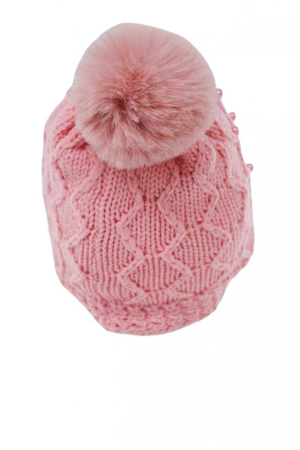 Kitti Kız Çocuk Tüylenmeye Dayanıklı İç Polar İncili Ponponlu Bere (K22140-02) - 3