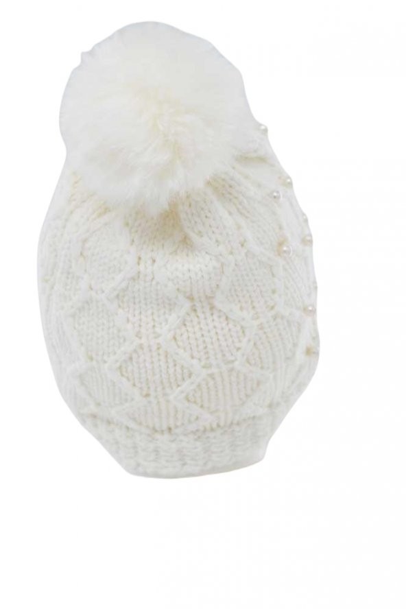 Kitti Kız Çocuk Tüylenmeye Dayanıklı İç Polar İncili Ponponlu Bere (K22140-02) - 6