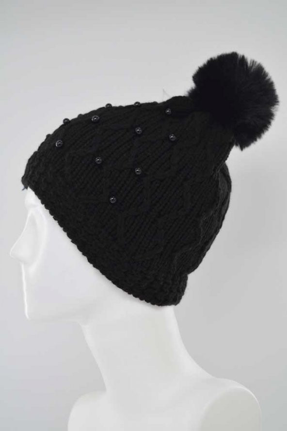 Kitti Kız Çocuk Tüylenmeye Dayanıklı İç Polar İncili Ponponlu Bere (K22140-02) - 11