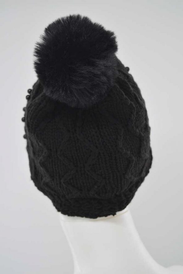 Kitti Kız Çocuk Tüylenmeye Dayanıklı İç Polar İncili Ponponlu Bere (K22140-02) - 12