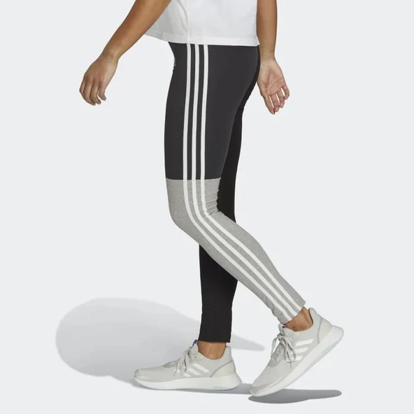 Adidas HC8826 Essentials 3-Stripes Cotton  Kadın Siyah Spor Tayt - 4