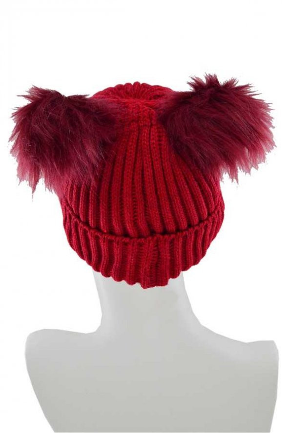 Suyutti Kadın Çift Ponponlu Örme Bere (P-K22004-01) - 6