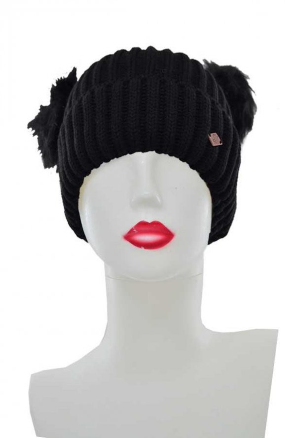 Suyutti Kadın Çift Ponponlu Örme Bere (P-K22004-01) - 9