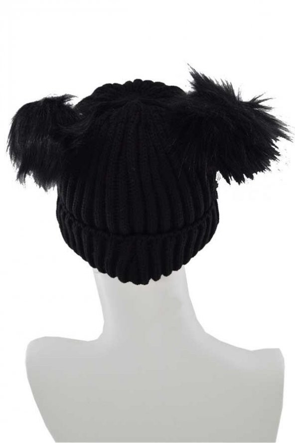 Suyutti Kadın Çift Ponponlu Örme Bere (P-K22004-01) - 10