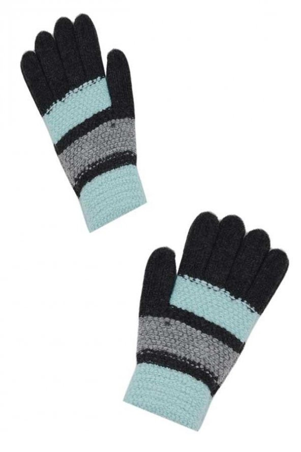 Kitti Kız Çocuk Şeritli Ekstra Yumuşak Doku Örme Eldiven (P-K2230-01) - 4