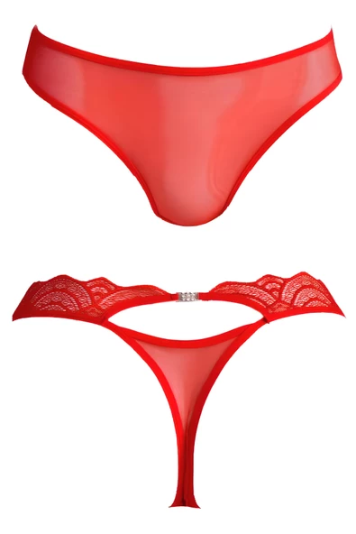 Helena Paris Kadın Transparan Taşlı Dantel Detaylı Tanga Slip (2749)