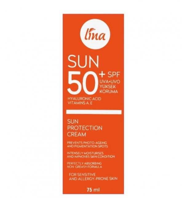 Lina Sun 50+Spf UVA + UVO Yüksek Koruma Güneş Kremi 75 ml 8682966124673