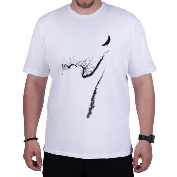 Exuma 1312053 Erkek Pati Desenli Beyaz Tişört