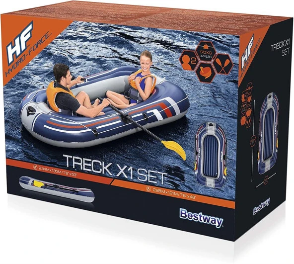 Bestway 61083, Hydro-Force Şişme Tabanlı  Bot Seti, 2 Kişilik (190 KG) - Kürek Pompa SET - 6