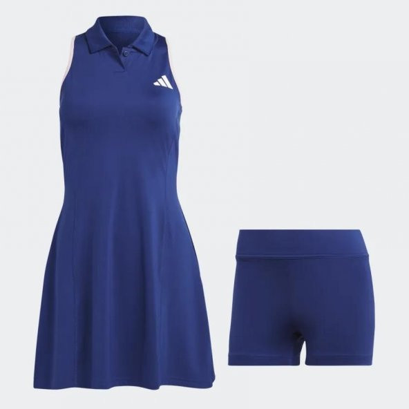 Adidas IC2186 Clubhouse Premium Klasik Kadın Mavi Spor Tenis Elbise