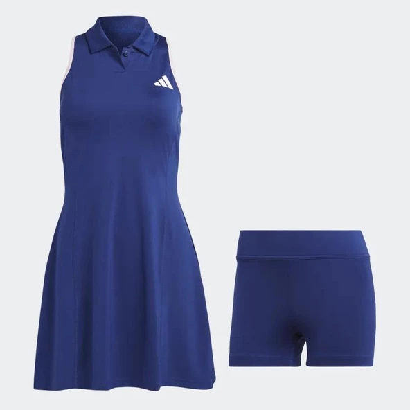 Adidas IC2186 Clubhouse Premium Klasik Kadın Mavi Spor Tenis Elbise