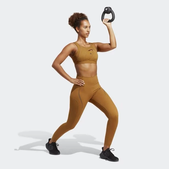 Adidas HR9733 Powerimpact Luxe Medium Kahverengi Kadın Sporcu Sütyeni - 5