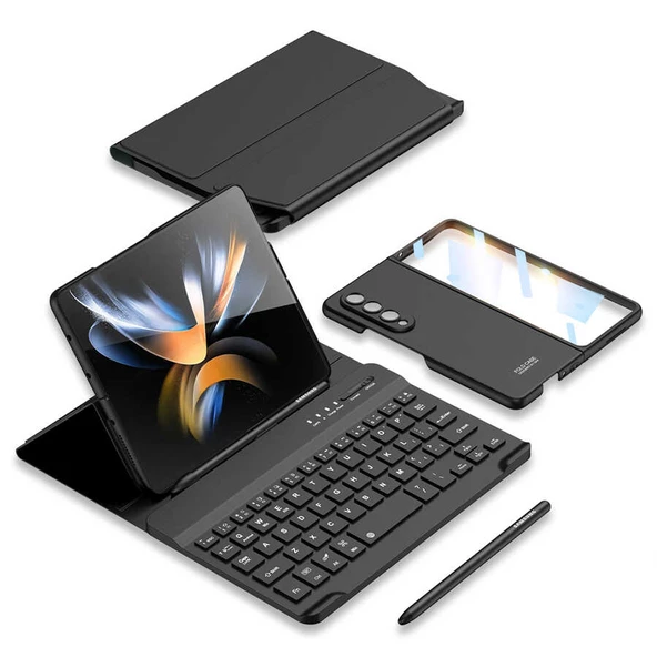 Galaxy Z Fold 4 Kılıf Standlı Bluetooth Klavyeli Zore Kıpta Keyboard Set Kılıf - 5