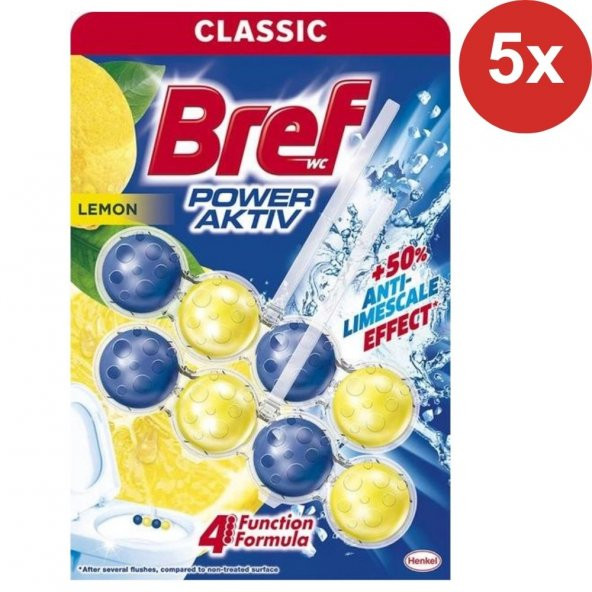 Bref Kokulu Tuvalet Temizleyicisi - Power Aktiv Limon - 5 Adet