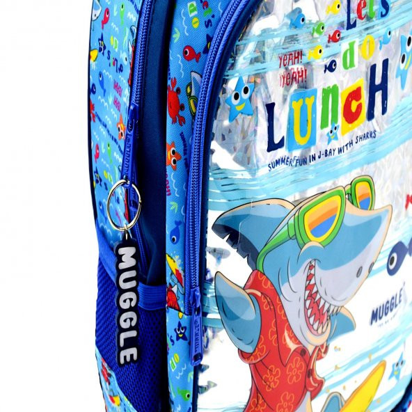Muggle 2 Bölmeli Cute Shark Mavi Okul Sırt Çantası(MU-0044) - 4