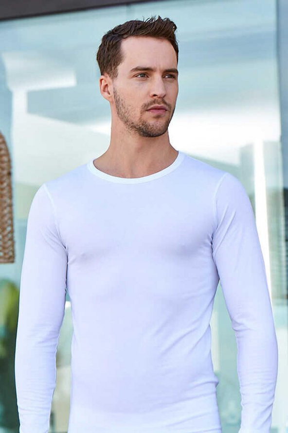 Erkek Uzun Kollu Bisiklet Yaka Body 6 lı Atlet Berrak-1025 - Resim 2