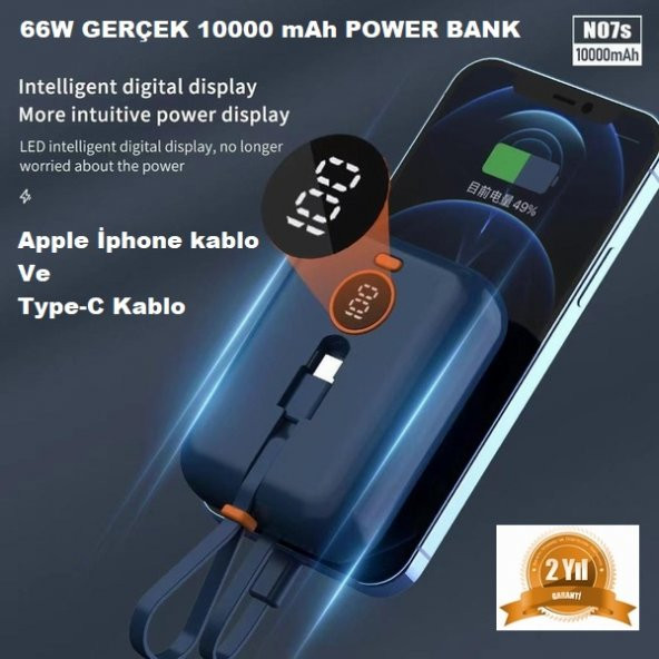 10000 Mah 66W Ultra Hızlı Powerbank Apple iphone Lightning Ve Type-c - 4