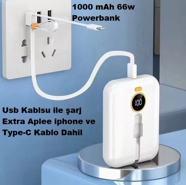 10000 Mah 66W Ultra Hızlı Powerbank Apple iphone Lightning Ve Type-c
