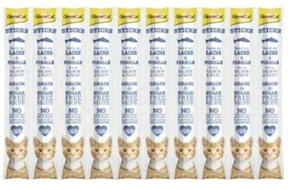 GimCat Sticks Tahılsız Somonlu Ödül Çubuğu 10'lu - 12