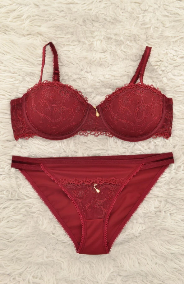 Le Jardin 5050-B Destekli-Balenli Voleta Jakarlı Straples Sütyen Takımı - 5