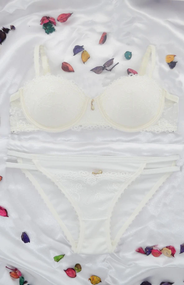 Le Jardin 5050-B Destekli-Balenli Voleta Jakarlı Straples Sütyen Takımı - 6