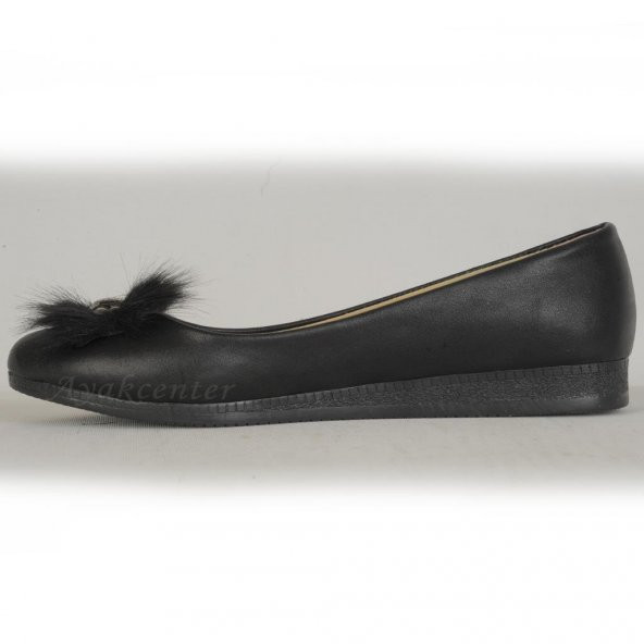 Pink 0660 Pudra-Siyah Rahat Günlük Bayan Abiye Babet Ayakkabı - Resim 3