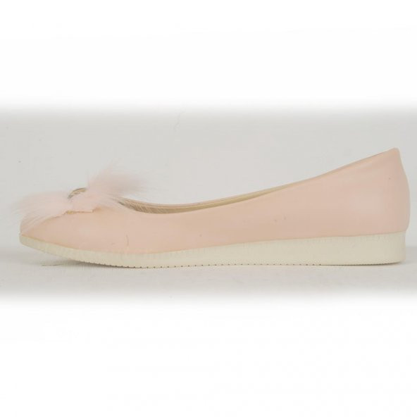 Pink 0660 Pudra-Siyah Rahat Günlük Bayan Abiye Babet Ayakkabı - Resim 4