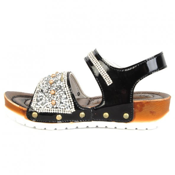 Masal 7541 Siyah Cırtlı Yazlık Kız Çocuk Sandalet Ayakkabı - 2