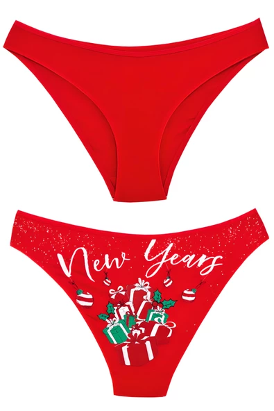 Helena Paris Kadın New Year Yazılı Hediye Paketi Baskılı Yılbaşı Külot Slip (2771)