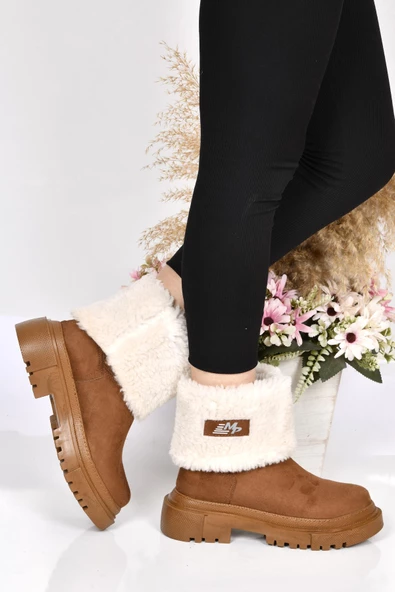 MP 222-2745 Termal Kürklü Kadın Düz Bot Ayakkabı - Resim 2