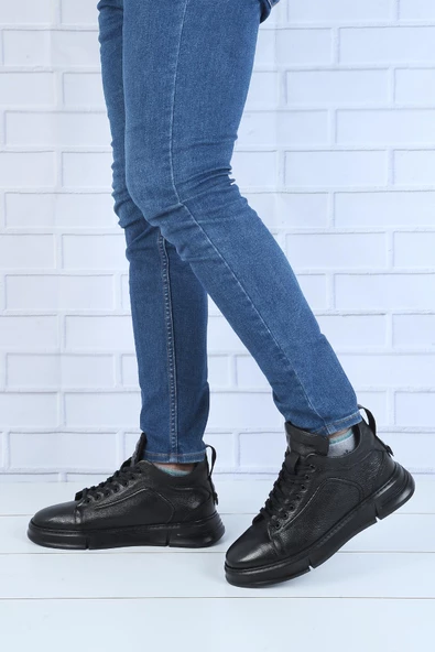 MP 222-4820Mr Siyah %100 Deri Kışlık Erkek Bot - Resim 2