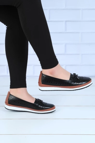 Wanetti 123-Atm Siyah Kadın Babet Ayakkabı - Resim 3