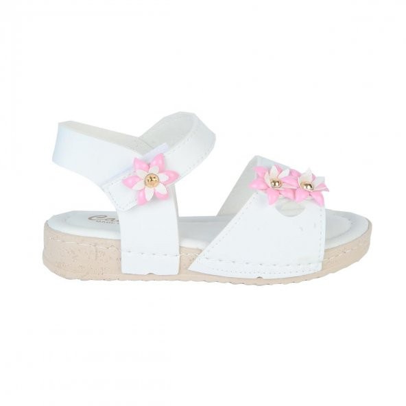 Poliva 2455 Beyaz Yazlık Kız Çocuk Sandalet Ayakkabı