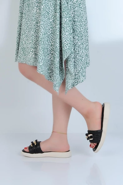 Ayakcenter 5540 Siyah Günlük Kadın Düz Terlik - Resim 2