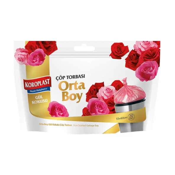 KOROPLAST PREMİUM GÜL KOKULU ORTA BOY ÇÖP TORBASI 55x60cm