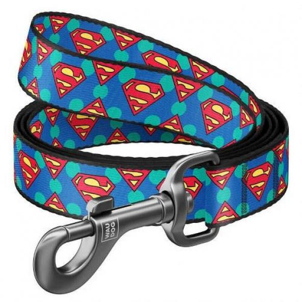 Waudog Collar Köpek Gezdirme Tasması Superman Desenli 15 mm 122 cm