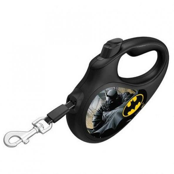 Waudog Collar Geri Çekilebilir Köpek Gezdirme Tasması Siyah Batman desenli S 15 KG kadar, 5 mt siyah